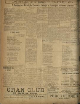 ‘Los Jueves Literarios de El Telégrafo' 4 de agosto 1921